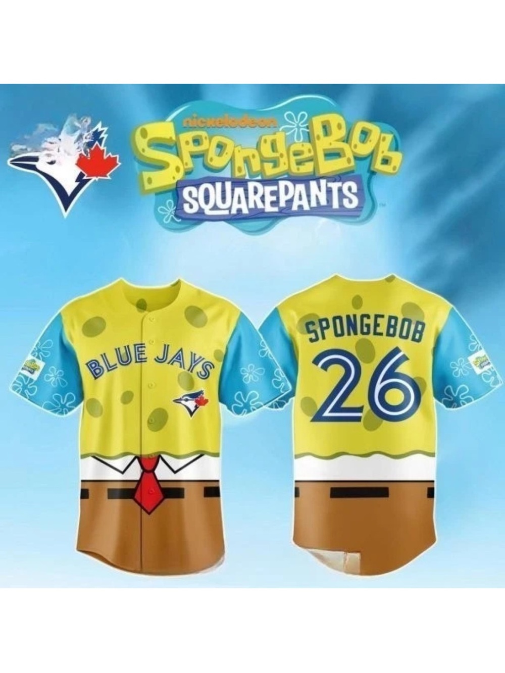 New Toronto Blue Jays SpongeBob Baseball Jersey Size XL - Picture 2 of 3
